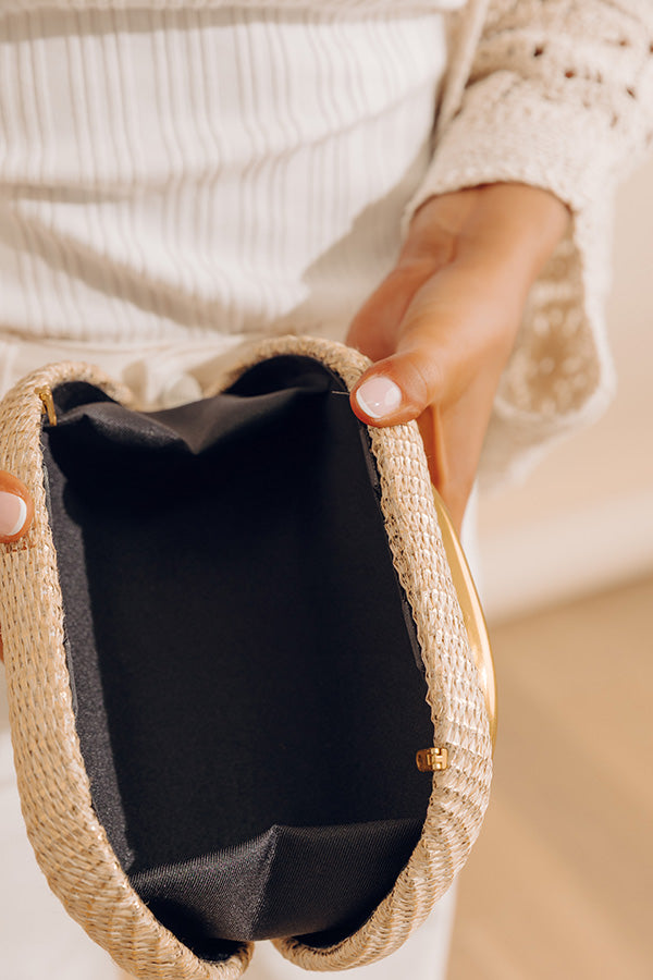 Dolce Days Hard Shell Raffia Woven Clutch Image - 5