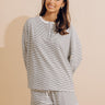 Simply Soft Stripe Henley Top in White Image - 1