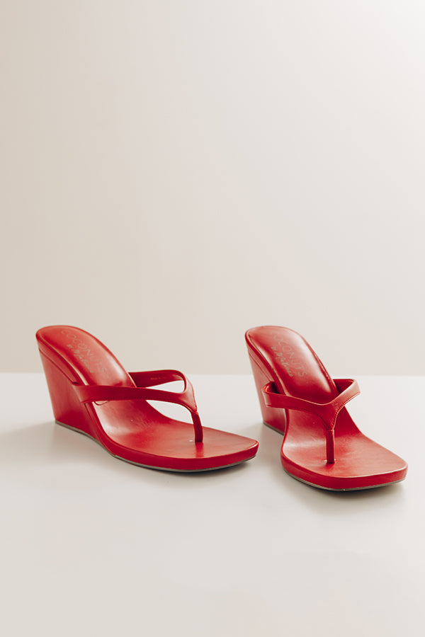 Murphy Faux Leather Wedge in Red Image - 2