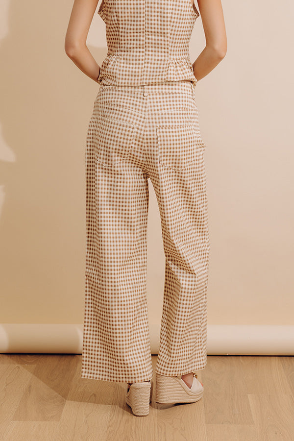 Checkered Charm High Waist Gingham Wide Leg Pants Image - 4