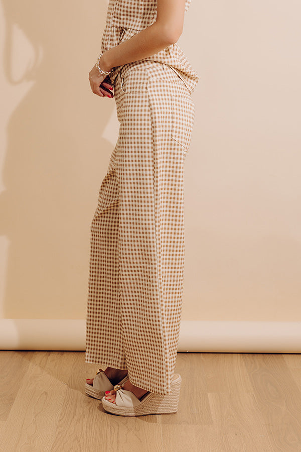 Checkered Charm High Waist Gingham Wide Leg Pants Image - 3
