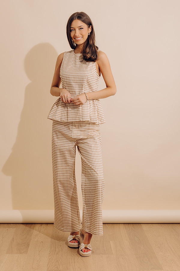Checkered Charm High Waist Gingham Wide Leg Pants Image - 1