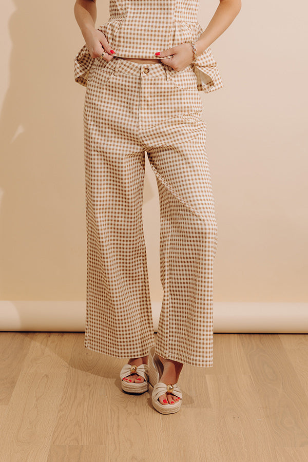 Checkered Charm High Waist Gingham Wide Leg Pants Image - 2