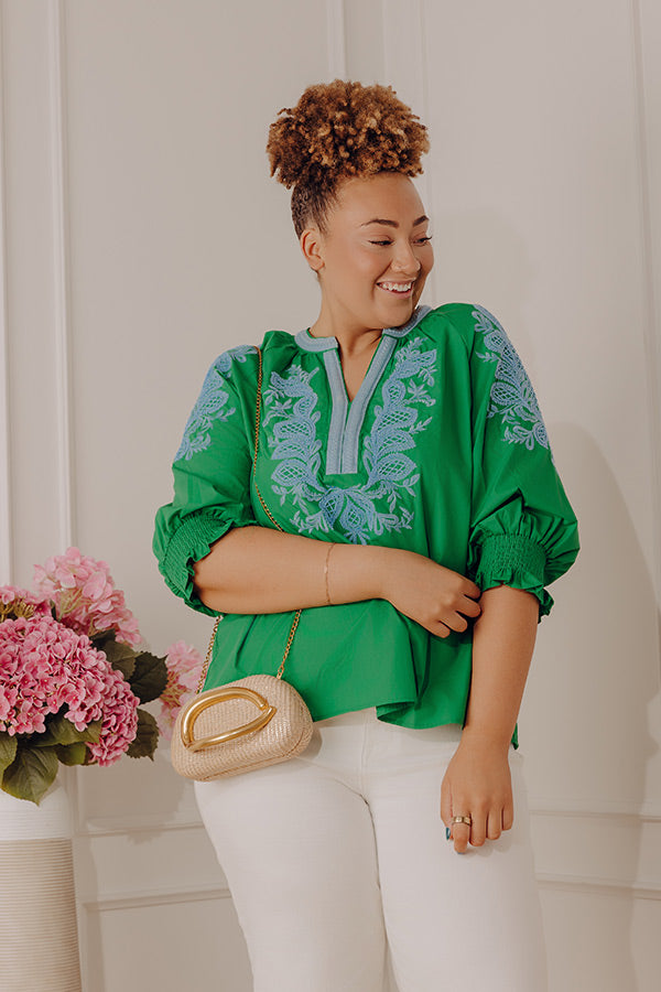 Effortless Riviera Floral Embroidered Top Image - 1