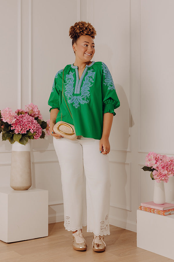 Effortless Riviera Floral Embroidered Top Image - 2
