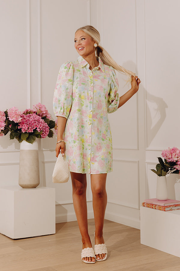 Rose Garden Bliss Denim Mini Dress Image - 2