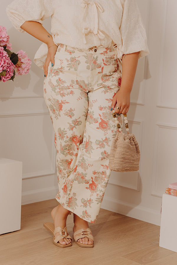 Sweet Roses High Waist Floral Wide Leg Jean Curves Image - 3