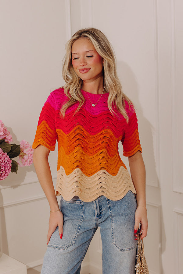 Charming in Color Pointelle Knit Color Block Top Image - 1