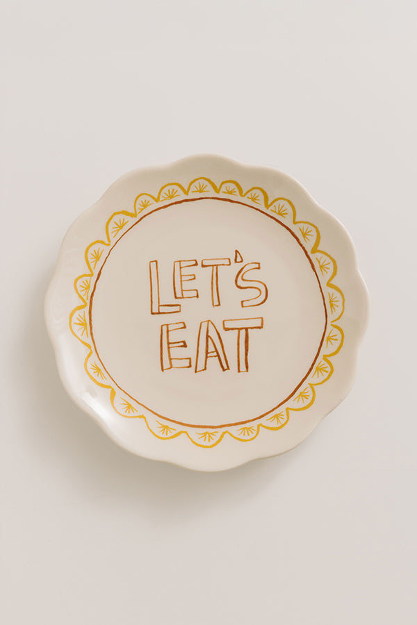 Let's Eat Scalloped Stoneware Mini Plate Image - 1