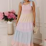All Smiles Smocked Color Block Tiered Maxi Dress Image - 1