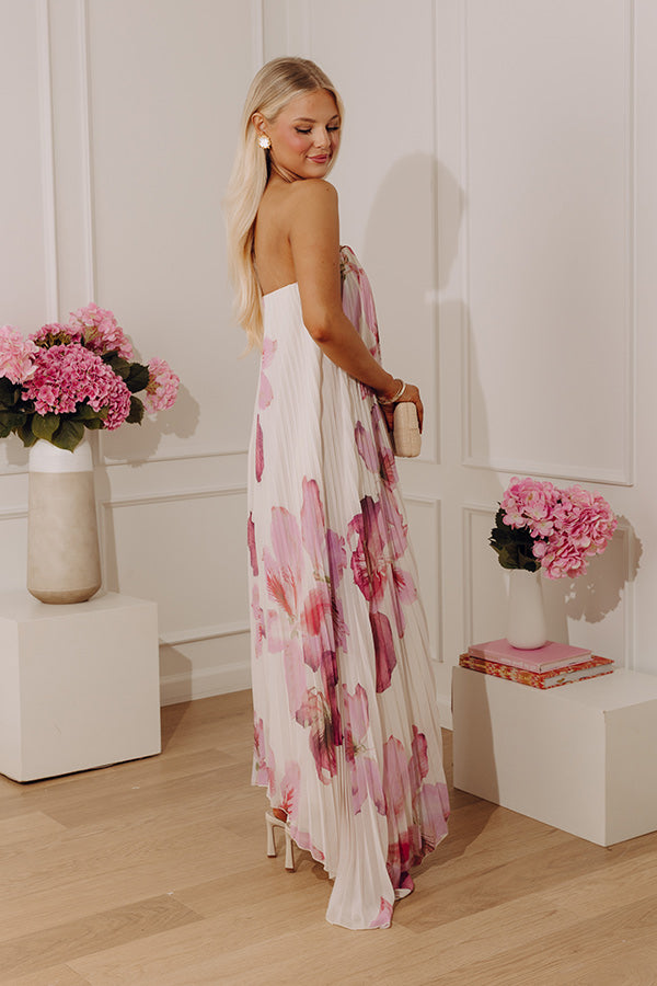 Painted Petals Pleated Midi Dress Image - 4