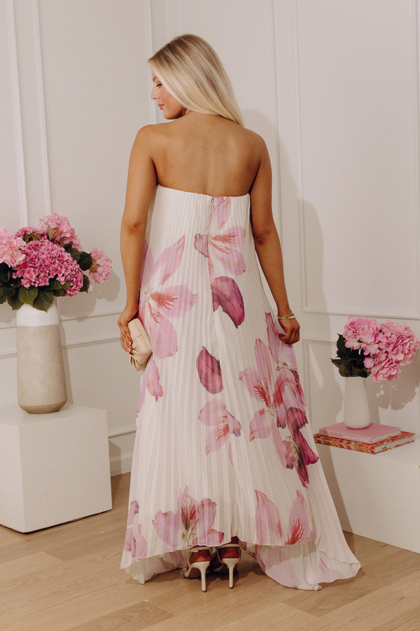 Painted Petals Pleated Midi Dress Image - 5