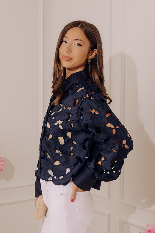 Downtown Darling Floral Embroidered Button Up Top Image - 2