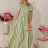 Coastal Luxe Stripe Midi Dress in Green Image - 1
