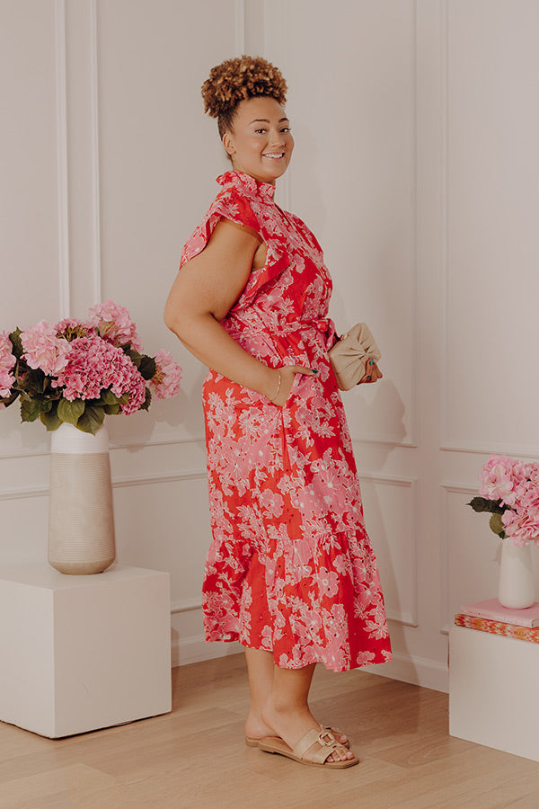 Floral Keepsake Eyelet Midi Dress Curves Image - 3