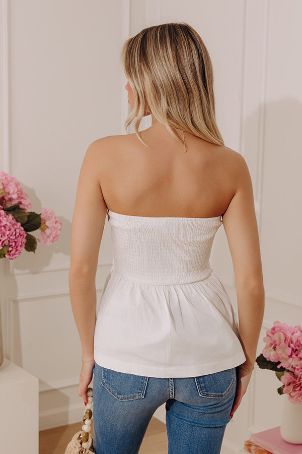 Effortless Look Ruched Peplum Top in White Image - 5