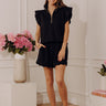 Favorite Fit High Waist Scalloped Scuba Shorts in Black Image - 1