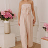First Class Coastline Front Tie Knit Jumpsuit in Blush Image - 1