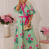 Chic Lines Floral Midi Dress Image - 1