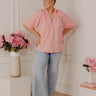 Casual Flow Scalloped Top in Pink Curves Image - 1