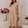 Coastal Luxe Stripe Midi Dress in Camel Image - 1