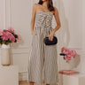 First Class Coastline Front Tie Knit Jumpsuit in Cream Image - 1