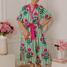 Chic Lines Floral Midi Dress Curves Image - 1