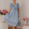 Stripe Affair Ruffle Midi Dress in Airy Blue Curves Image - 1