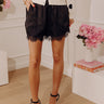 Rooftop Skyline High Waist Satin Shorts in Black Image - 1