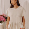 Seaside Bistro Linen-Blend Smocked Top in Oatmeal Image - 1