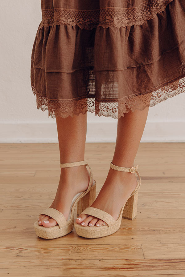 The Olympia Raffia Platform Heel in Natural Image - 1