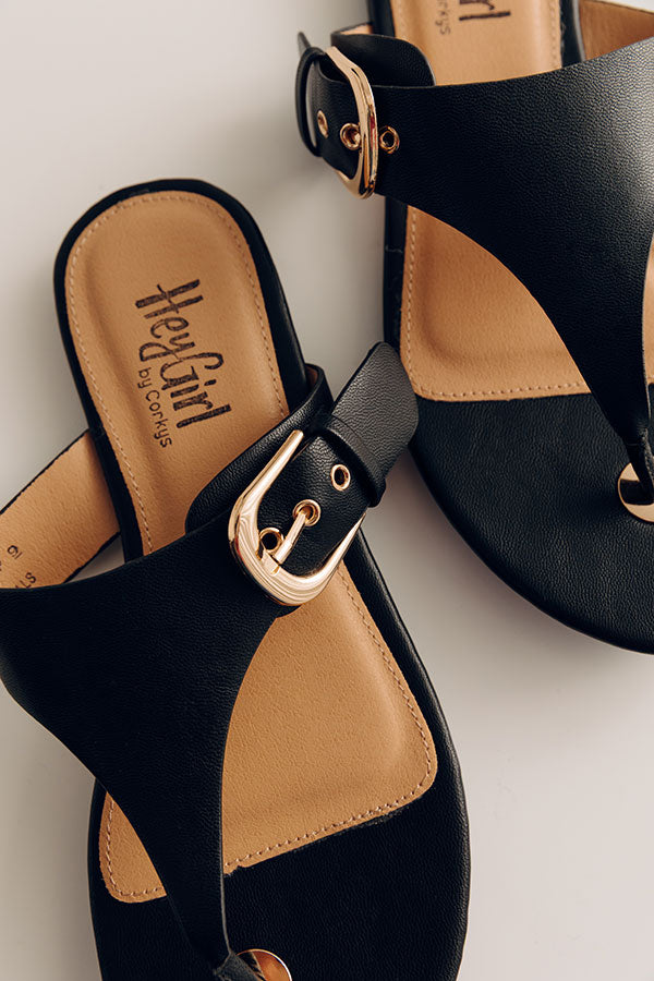 What's The Gossip Faux Leather Sandal in Black Image - 5