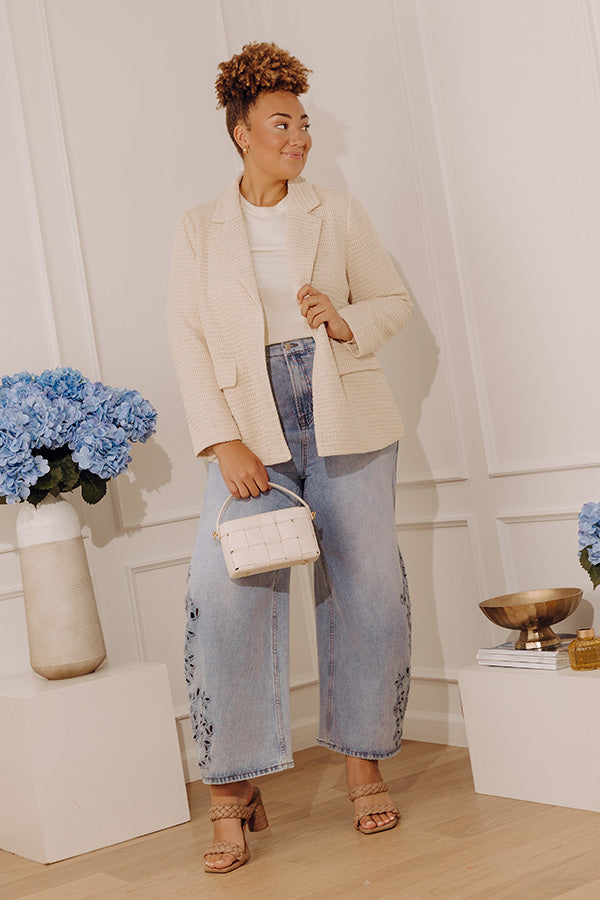 The Lucia High Waist Embroidered Barrel Leg Jean in Curves