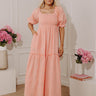 Vineyard Lounge Floral Embroidered Midi Dress in Peach Image - 1