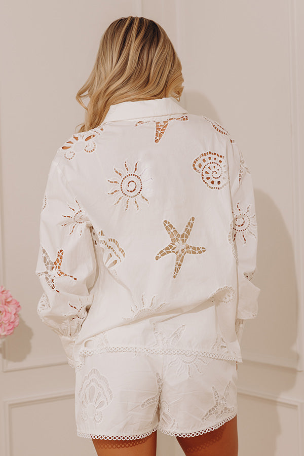 Seaside Bliss Button Up Top in Ivory Image - 5