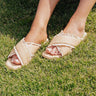 The Allie Lace Trim Raffia Sandal in Natural Image - 1