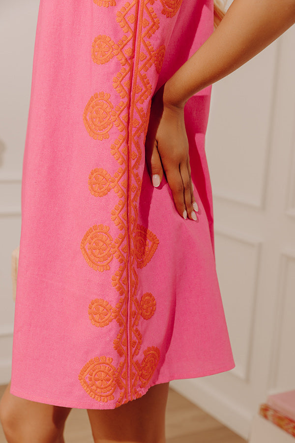 Sunset Stroll Embroidered Linen-Blend Mini Dress Image - 2