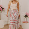 Countryside Muse High Waist Floral Midi Skirt in Pink Image - 1