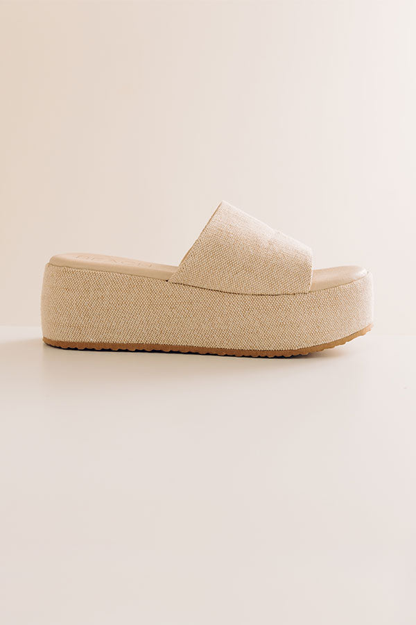 The Pismo Raffia Woven Platform Sandal in Oatmeal