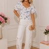 The Lucia High Waist Embroidered Barrel Leg Jean in Ivory Image - 1