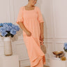 Vineyard Lounge Floral Embroidered Midi Dress in Peach Curves Image - 1