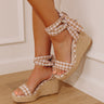 The Oceana Gingham Espadrille Wedge in Iced Latte Image - 1