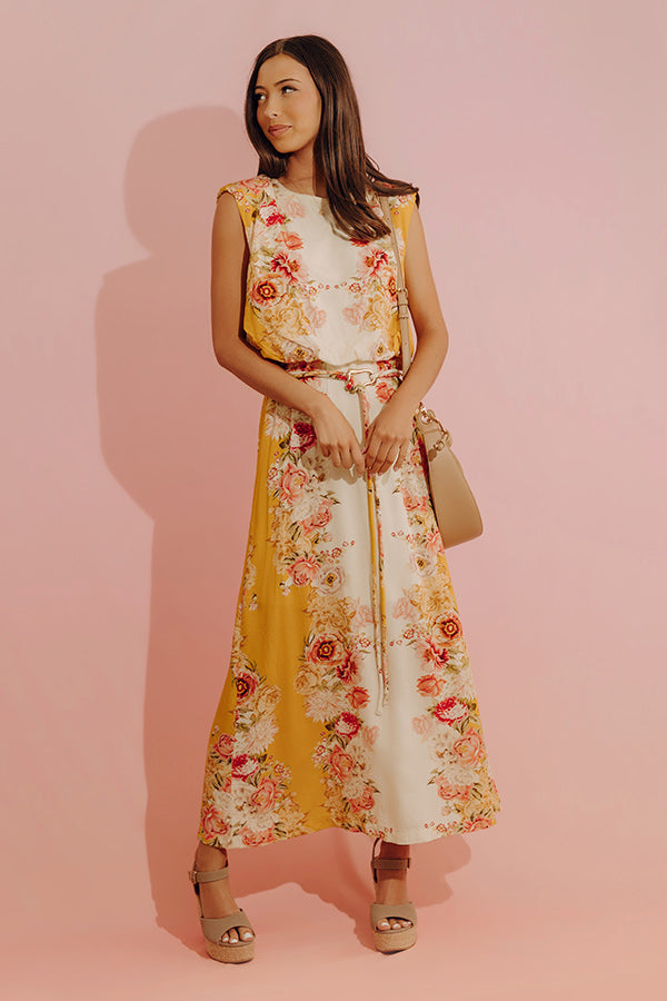 Fleur de Champagne Midi Dress in Yellow Image - 4