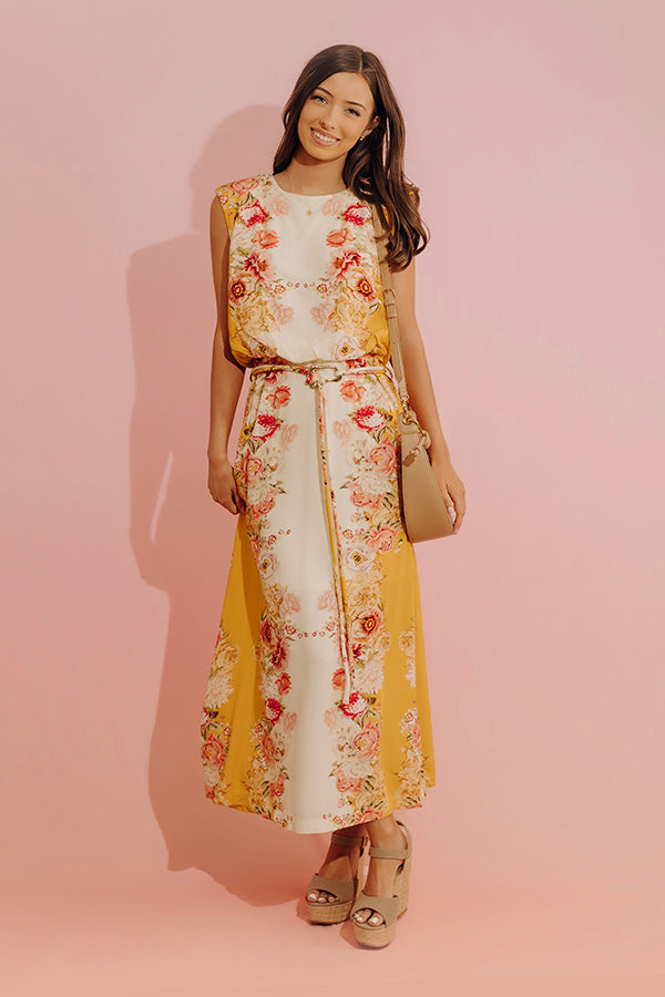 Fleur de Champagne Midi Dress in Yellow Image - 2