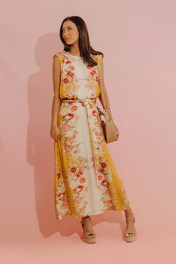 Fleur de Champagne Midi Dress in Yellow Image - 1