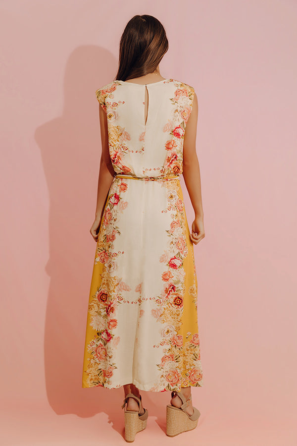 Fleur de Champagne Midi Dress in Yellow Image - 3