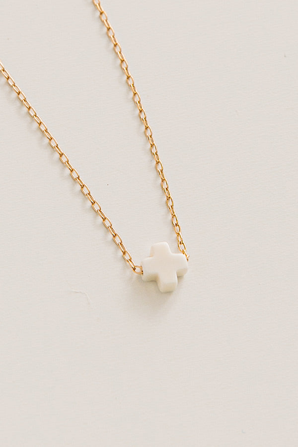 Enewton Signature Cross Gold Necklace in Ivory