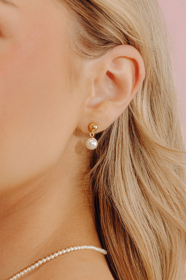 Enewton Classic 8mm Ball Drop Stud Earrings in Pearl