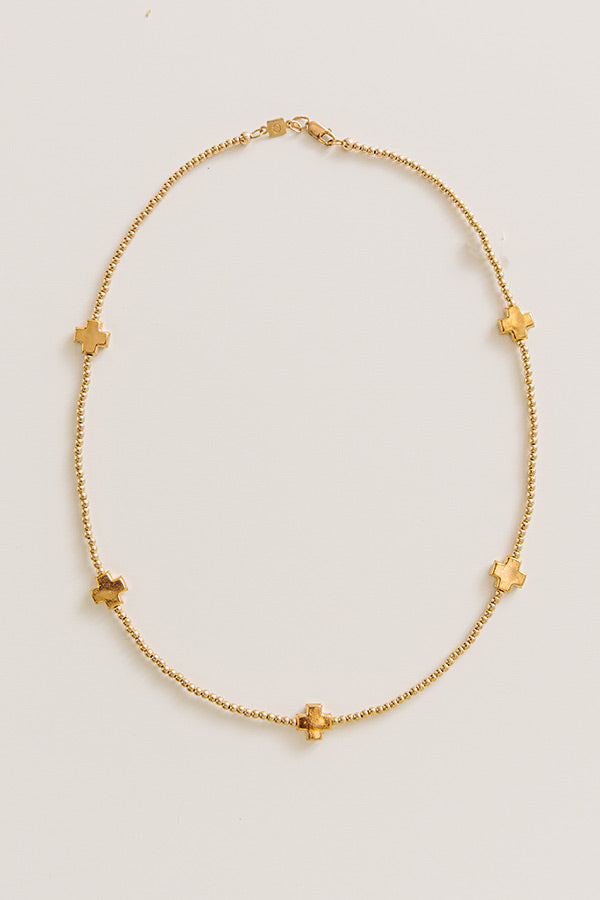 Enewton Signature Cross 2mm Beaded Gold Choker in 15 inches Image - 1