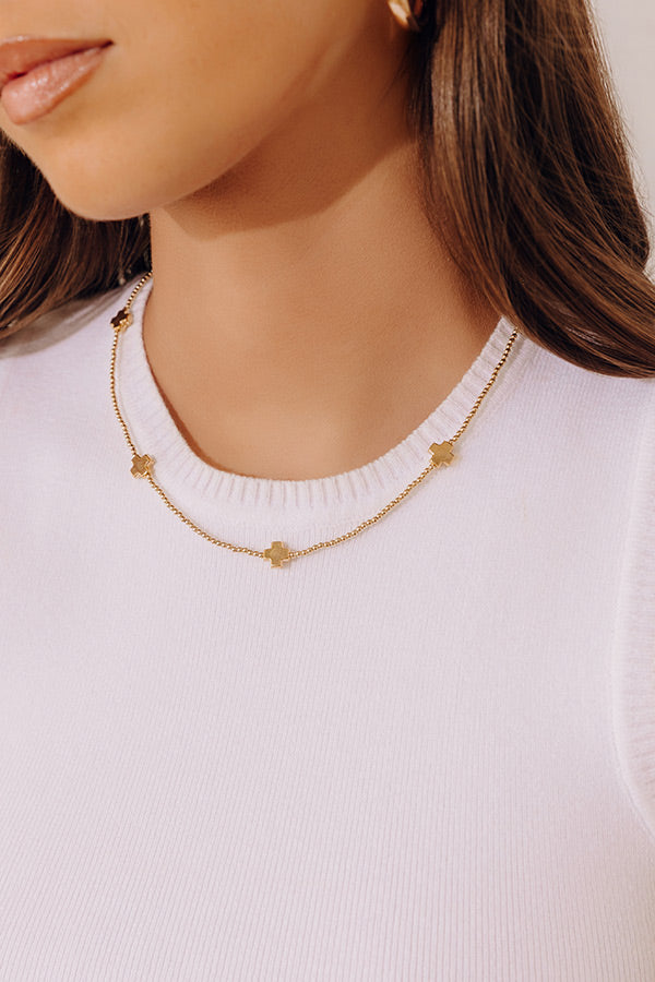 Enewton Signature Cross 2mm Beaded Gold Choker in 17 inches Image - 1